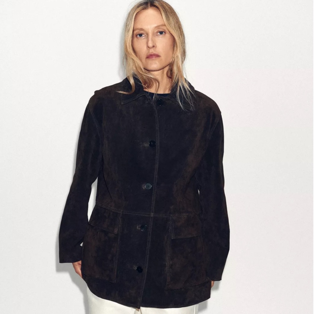 ZARA 100% SUEDE LEATHER JACKET NWT - Picture 3 of 16